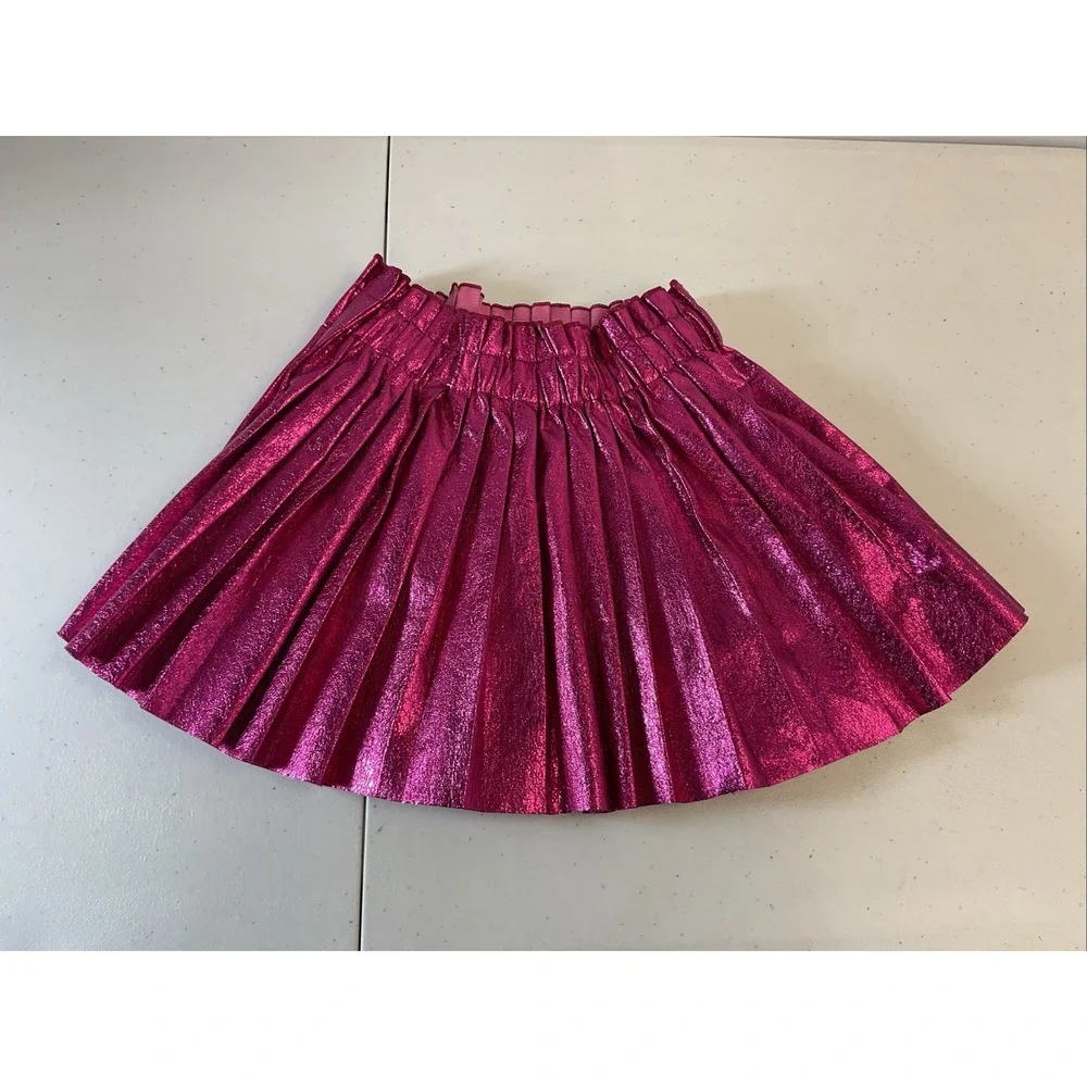 Lola & The Boys Girls Pink Foil Pleated Skirt EUC Size 14 Festive Preppy - Picture 1 of 7